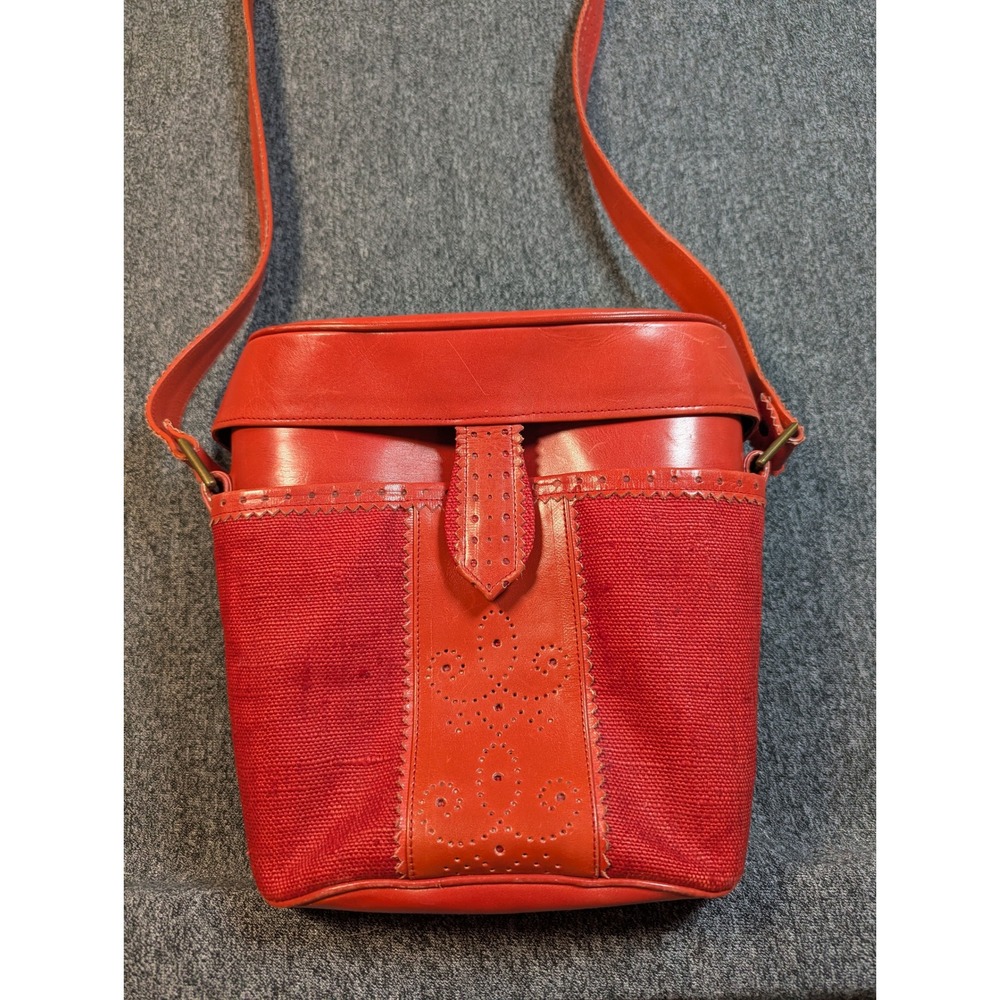 VINTAGE 80'sBarbara Bolan for Bolan Too Red mixed media Crossbody Binocular Bag